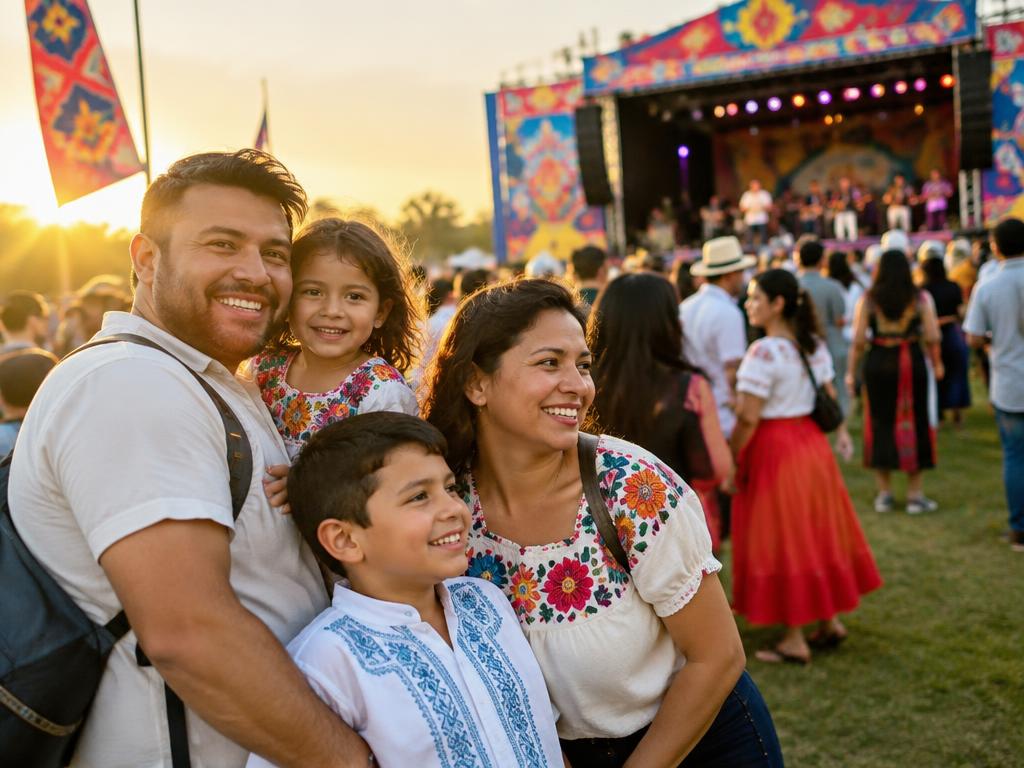 Família se divertindo em evento cultural ao ar livre